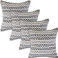 Set of Four 18" Gray And Black Chevron Cotton Throw Pillow Covers