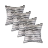 Set of Four 18" X 18" Black And Gray Lumbar Beach Chevron Cotton Throw Pillow Covers