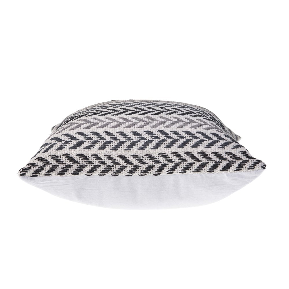 Set of Four 18" Gray And Black Chevron Cotton Throw Pillow Covers