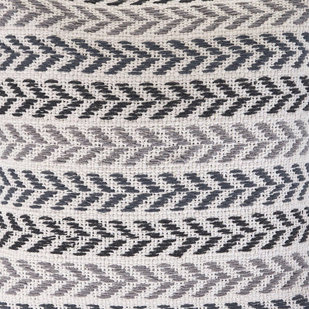 Set of Four 18" Gray And Black Chevron Cotton Throw Pillow Covers