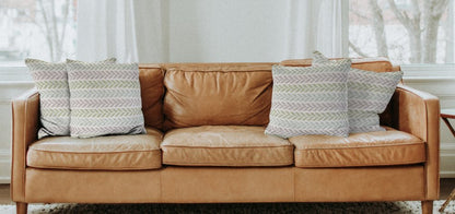 Set of Four 18" Green And Blue Chevron Cotton Throw Pillow Covers