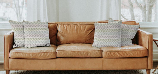 Set of Four 18" Green And Blue Chevron Cotton Throw Pillow Covers