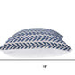 Set of Four 18" Indigo And White Chevron Cotton Throw Pillow Covers