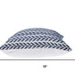 Set of Four 18" Indigo And White Chevron Cotton Throw Pillow Covers