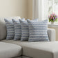 Set of Four 18" Indigo And White Chevron Cotton Throw Pillow Covers