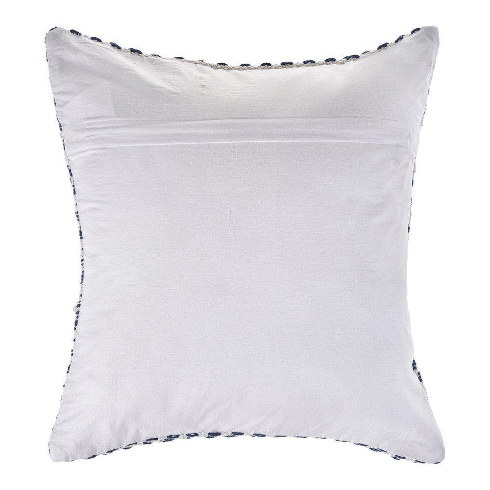 Set of Four 18" X 18" Blue And White Lumbar Beach Chevron Cotton Throw Pillow Covers