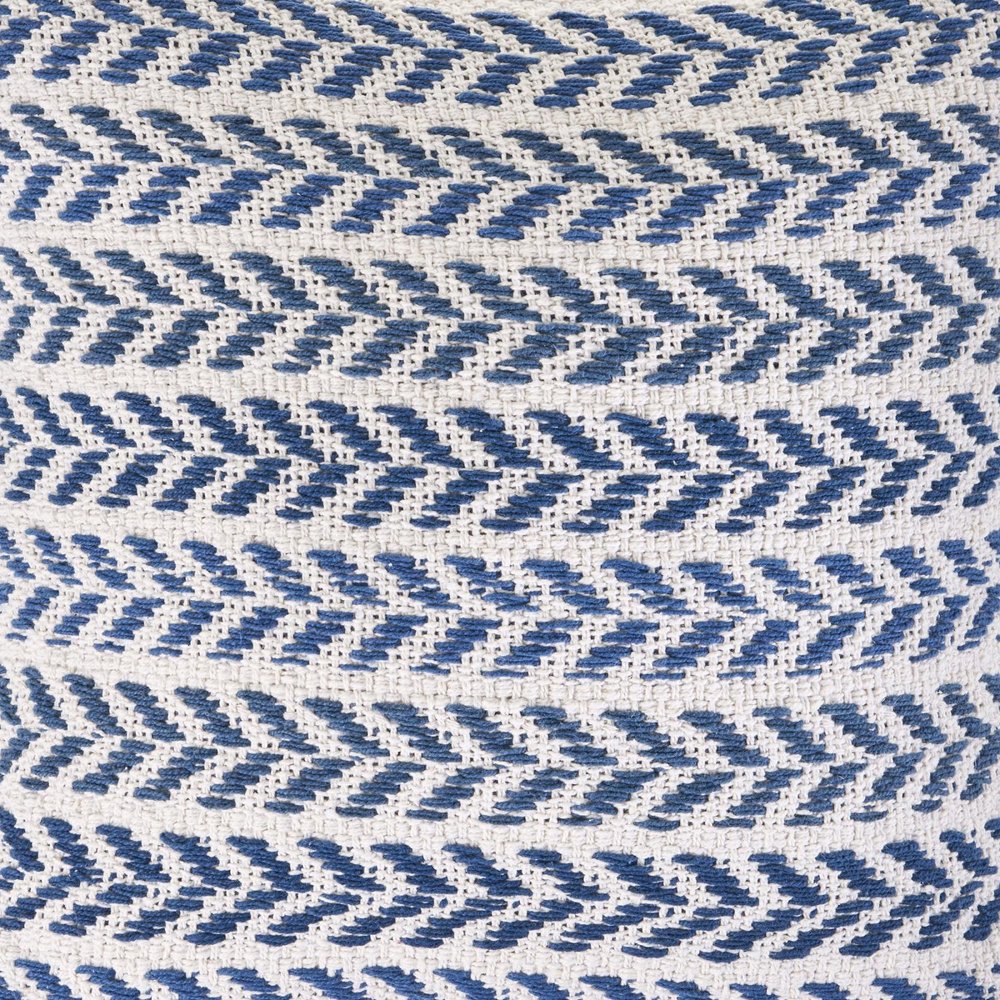 Set of Four 18" X 18" Blue And White Lumbar Beach Chevron Cotton Throw Pillow Covers