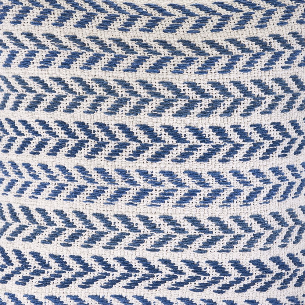 Set of Four 18" Indigo And White Chevron Cotton Throw Pillow Covers