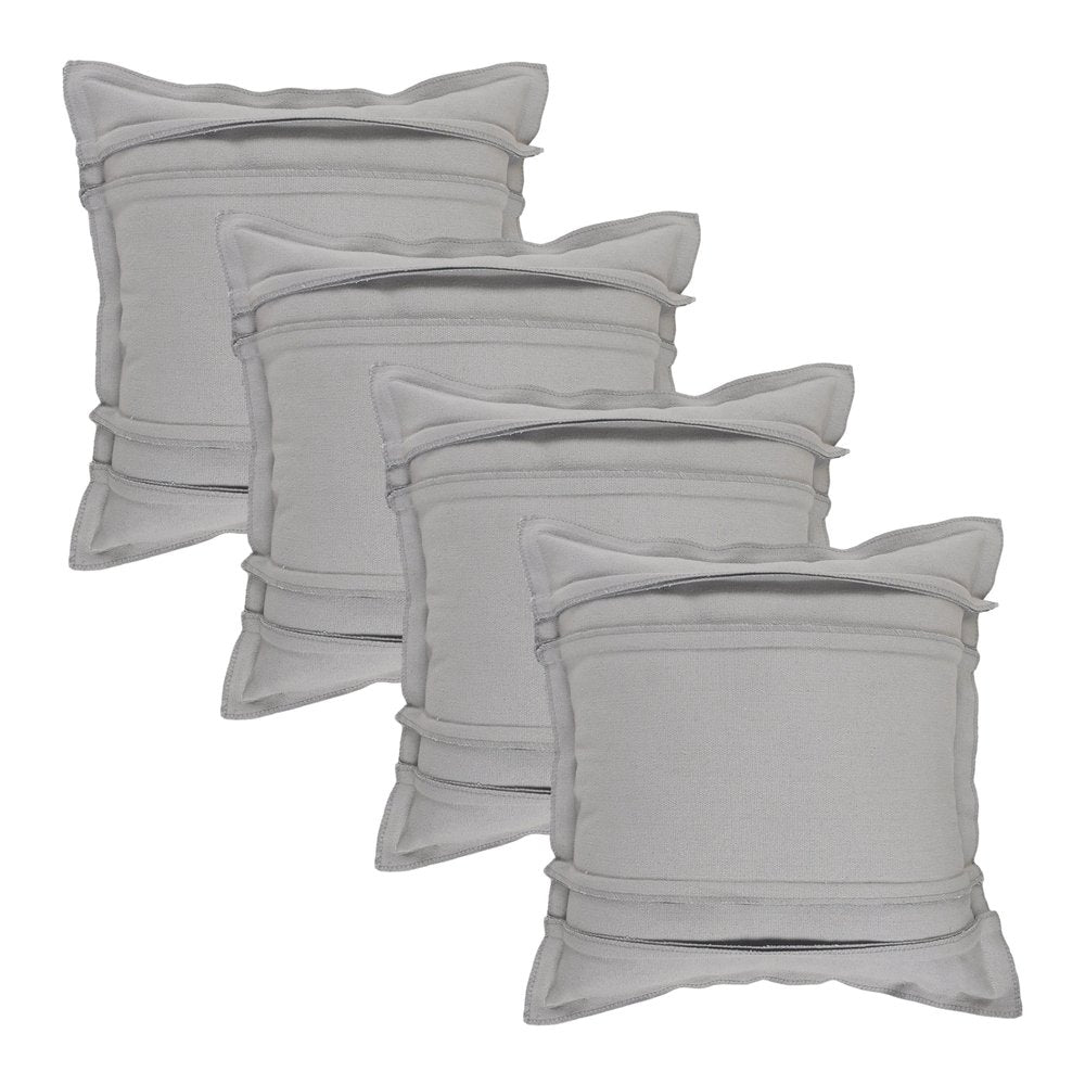 Set of Four 20" X 20" Gray Lumbar Cotton Throw Pillow Covers