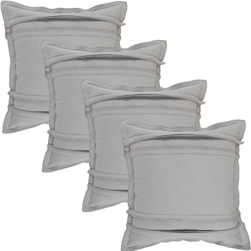 Set of Four 20" Gray Cotton Throw Pillow Covers