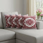 Set of Four 20" Red And White Geometric Cotton Blend Throw Pillow Covers