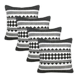 Set of Four 20" X 20" Black And White Lumbar Geometric Cotton Blend Throw Pillow Covers