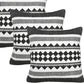 Set of Four 20" X 20" Black And White Lumbar Geometric Cotton Blend Throw Pillow Covers