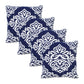 Set of Four 20" Blue And White Damask Cotton Blend Throw Pillow Covers
