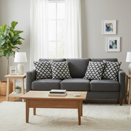 Set of Four 20" Black And White Geometric Cotton Blend Throw Pillow Covers