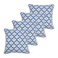 Set of Four 20" Blue And White Geometric Cotton Blend Throw Pillow Covers