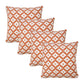 Set of Four 20" Orange And White Geometric Cotton Blend Throw Pillow Covers