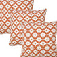 Set of Four 20" Orange And White Geometric Cotton Blend Throw Pillow Covers