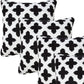 Set of Four 20" White And Black Geometric Cotton Blend Throw Pillow Covers