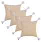 Set of Four 20" Tan And White Geometric Cotton Throw Pillow Covers