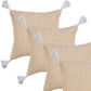 Set of Four 20" Tan And White Geometric Cotton Throw Pillow Covers