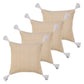Set of Four 20" Tan And White Geometric Cotton Throw Pillow Covers