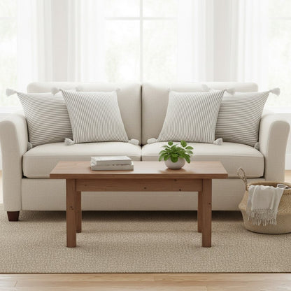 Set of Four 20" Gray And White Striped Cotton Throw Pillow Covers