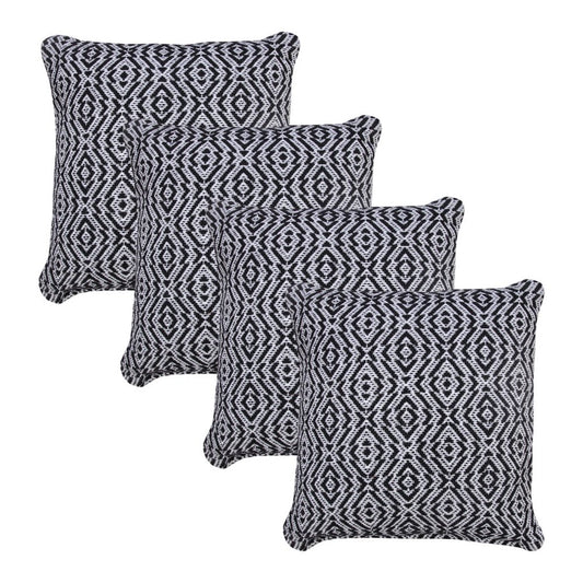 Set of Four 20" X 20" Black And White Lumbar Geometric Cotton Throw Pillow Covers