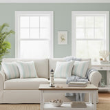 Set of Four 20" Blue And White Striped Cotton Throw Pillow Covers