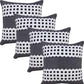 Set of Four 20" X 20" Black Gray And White Lumbar Striped Cotton Throw Pillow Covers