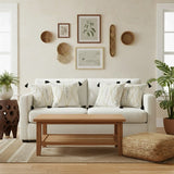 Set of Four 20" Off White And Black Geometric Cotton Throw Pillow Covers