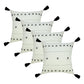 Set of Four 20" Off White And Black Geometric Cotton Throw Pillow Covers
