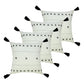 Set of Four 20" X 20" Off White And Black Lumbar Geometric Cotton Throw Pillow Covers with Tassels