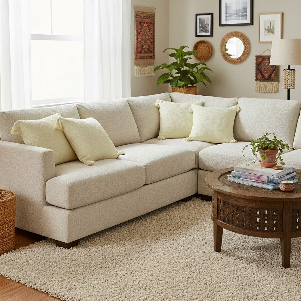 Set of Four 20" Yellow Cotton Throw Pillow Covers