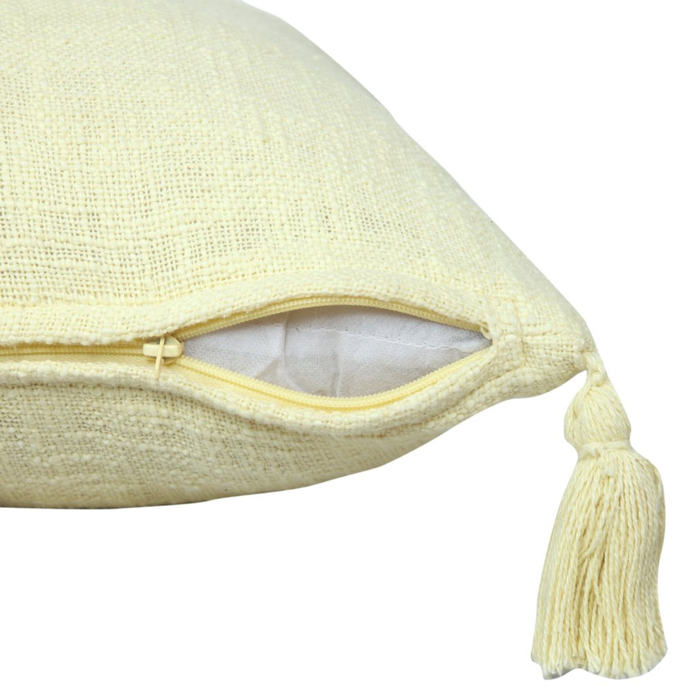 Set of Four 20" Yellow Cotton Throw Pillow Covers