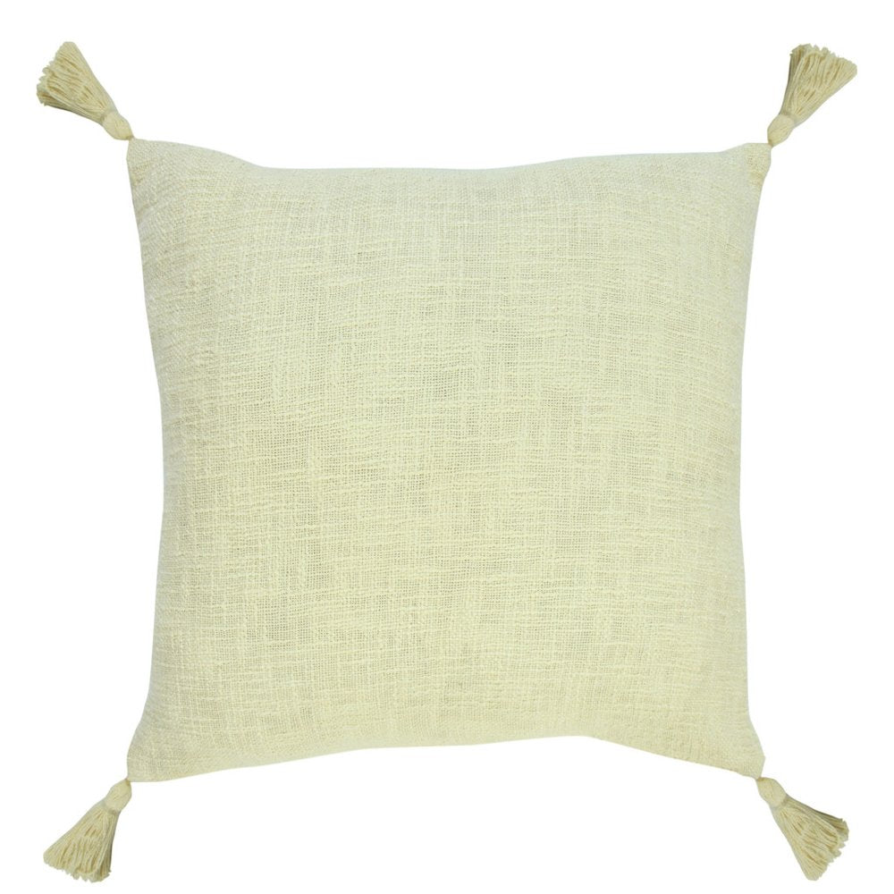 Set of Four 20" X 20" Yellow Lumbar Cotton Throw Pillow Covers with Tassels