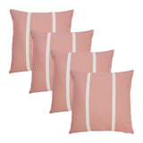 Set of Four 20" Pink And Off White Striped Recycled Poly Linen Throw Pillow Covers