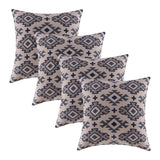 Set of Four 20" X 20" Blue And Gray Lumbar Geometric Cotton Throw Pillow Covers