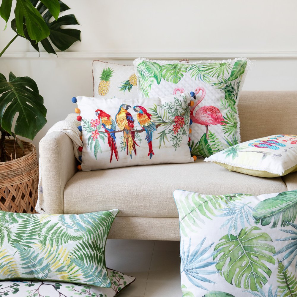 Set of Four 20" Light Pink And Light Green Throw Pillow Covers