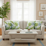 Set of Four 20" Green And Blue Floral Throw Pillow Covers