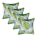 Set of Four 20" X 20" Green And Blue Lumbar Beach Tropical Throw Pillow Covers