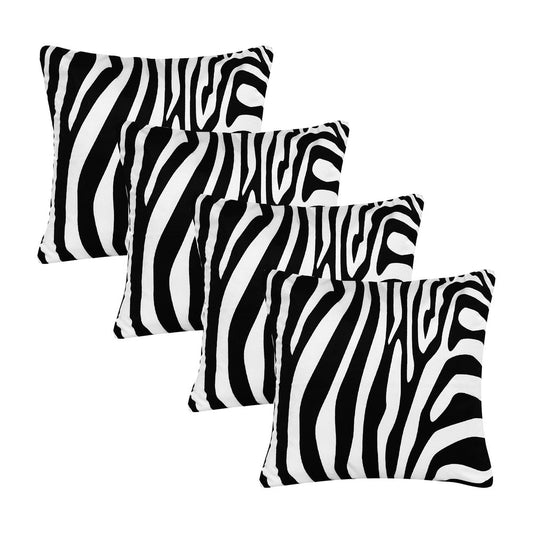 Set of Four 20" X 20" Black And White Lumbar Throw Pillow Covers