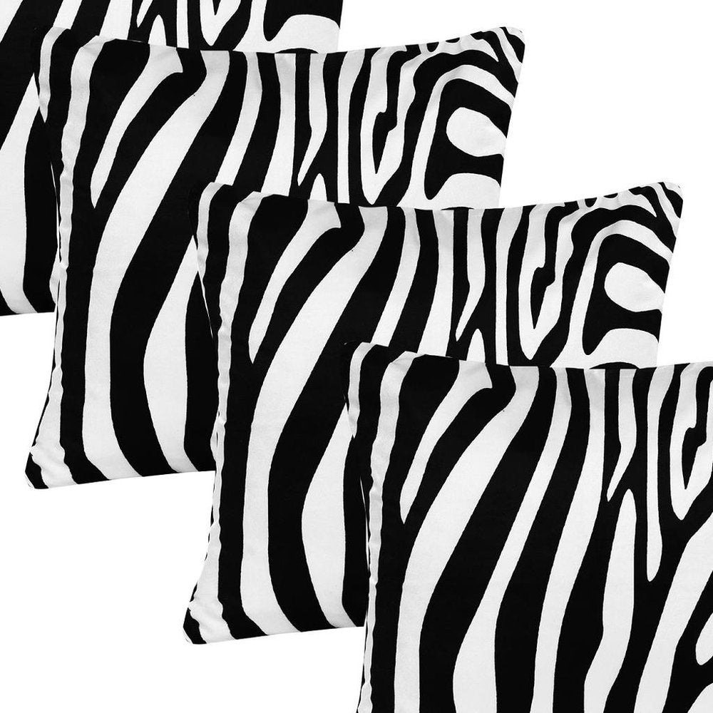 Set of Four 20" X 20" Black And White Lumbar Throw Pillow Covers