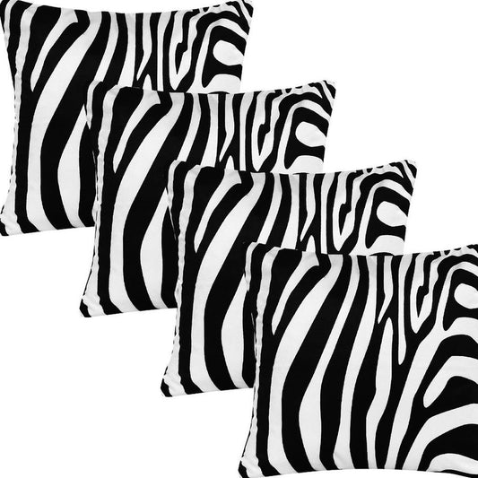 Set of Four 20" X 20" Black And White Lumbar Throw Pillow Covers