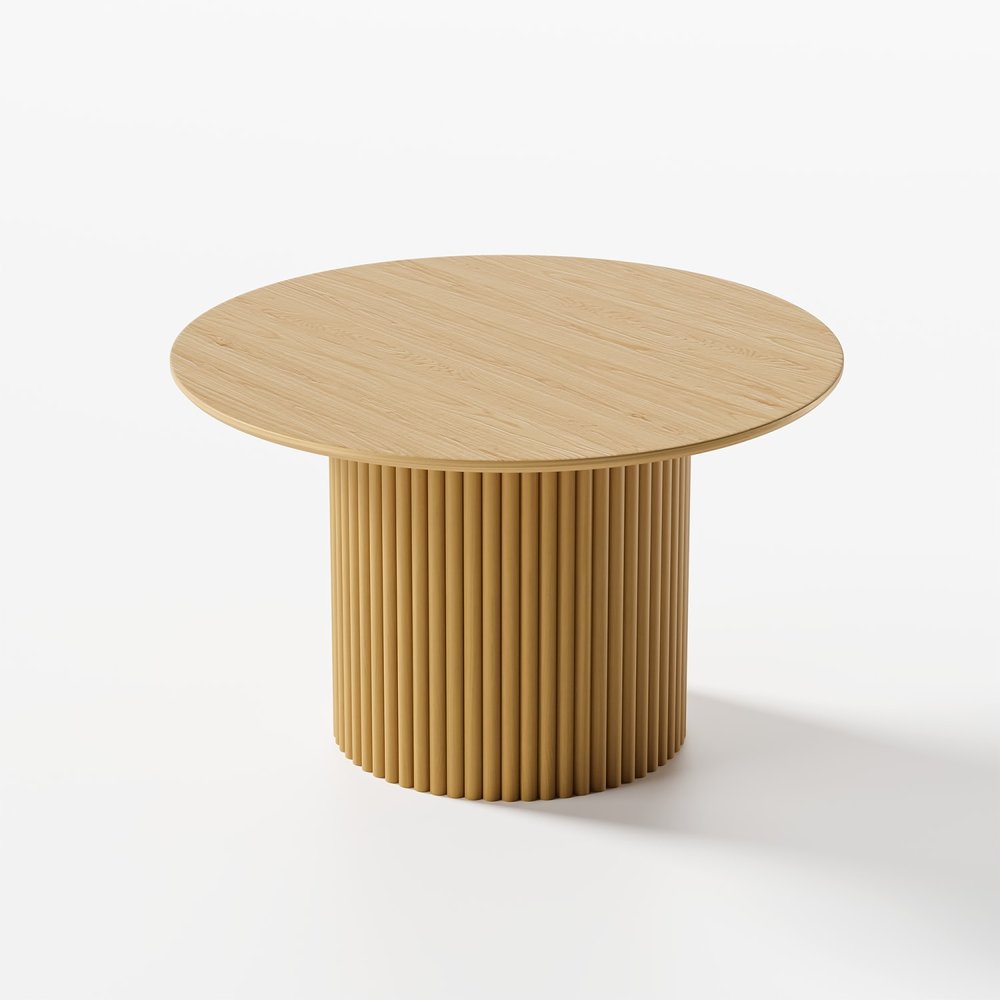 46" Natural Wood Pedestal Base Round Top Dining Table