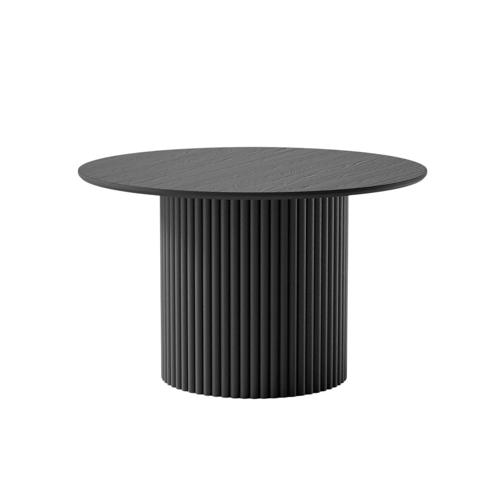 46" Black Wood Pedestal Base Round Top Dining Table