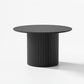 46" Black Wood Pedestal Base Round Top Dining Table