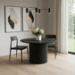 46" Black Wood Pedestal Base Round Top Dining Table
