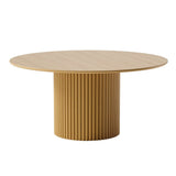 60" Natural Wood Pedestal Base Round Top Dining Table