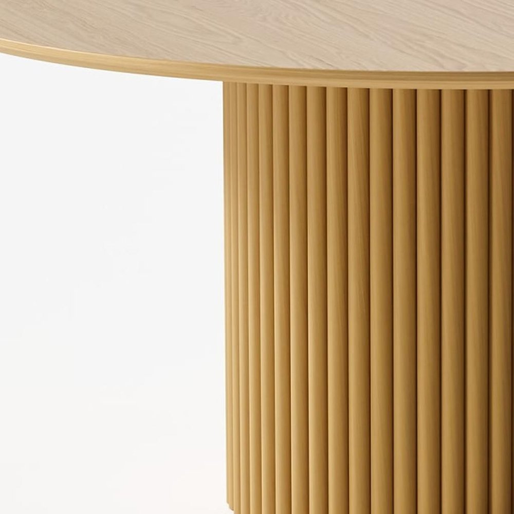 60" Natural Wood Pedestal Base Round Top Dining Table